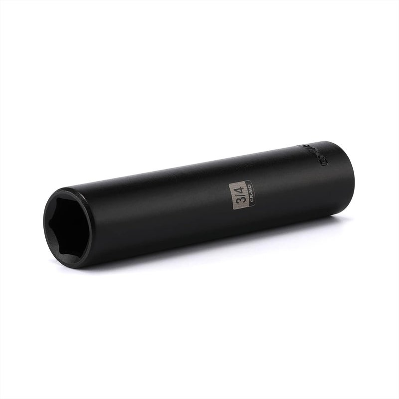 EMENTOL 1/2 Inch Drive Extra Long Deep Impact Socket - 3/4 Inch, CR-MO, SAE, 6 Point Extra Deep Socket, 5" Length - Image 1